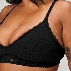 Yitty Lush Lace Triangle Bralette Black 2X NWT Soft Stretch Lace Lingerie